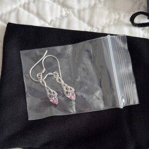 Twisted Silver and Pink Drop Earrings